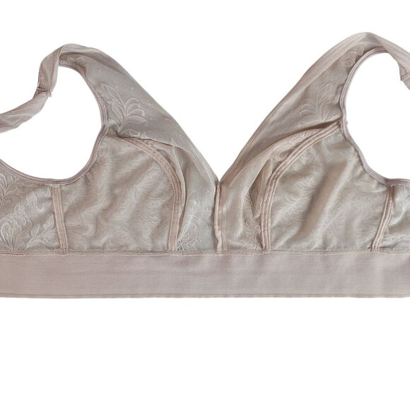 Wacoal Net Effect Bralette Tan Size 34 Wire Free Lace Semi Sheer #810340 NO CUP - Picture 4 of 8